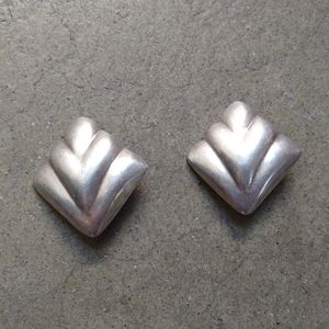 Vintage Taxco Sterling Silver Earrings Clip Ons Modern